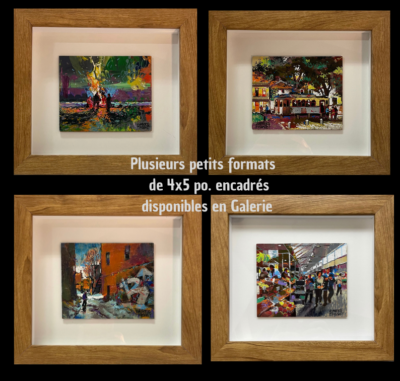 Œuvres miniatures diverses – acrylique sur masonite 5 x 4